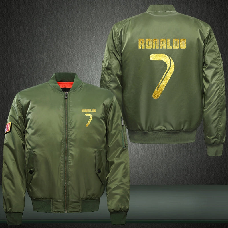 Ronaldo 7 Print Thicken Long Sleeve Bomber Jacket