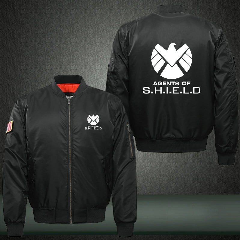 Agents Of SHIELD Print Thicken Long Sleeve Bomber Jacket