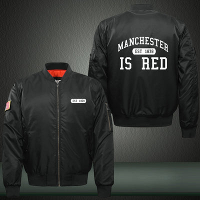 Manchester Is Red EST 1878 Print Thicken Long Sleeve Bomber Jacket