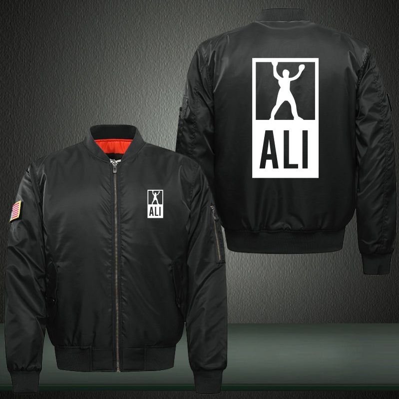 Ali Boxing Print Thicken Long Sleeve Bomber Jacket