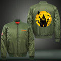 Halloween Scary Castle Print Thicken Long Sleeve Bomber Jacket