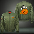 Halloween Mickey Pumpkin Print Thicken Long Sleeve Bomber Jacket