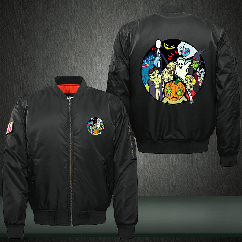 Halloween Scary Ghost Print Thicken Long Sleeve Bomber Jacket