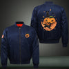 Halloween Black Cat and Pumpkin Print Thicken Long Sleeve Bomber Jacket