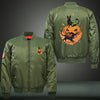 Halloween Black Cat and Pumpkin Print Thicken Long Sleeve Bomber Jacket