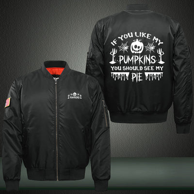 If You Like My Pumpkins You Should See My PIE Print Thicken Long Sleeve Bomber Jacket