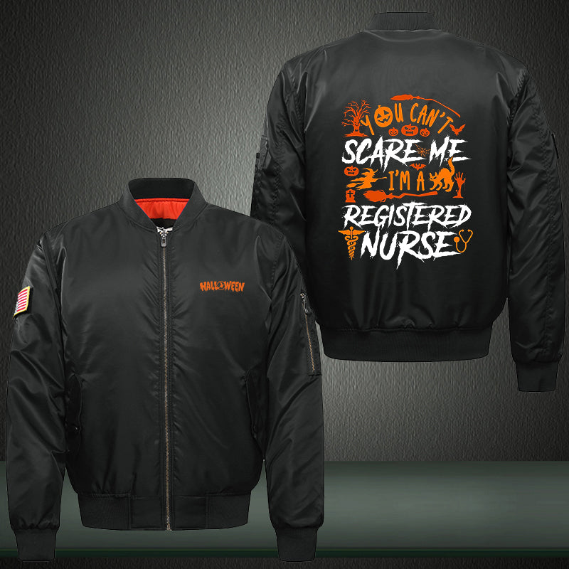 You Can't Scare Me I'm A Registered Nurse Print Thicken Long Sleeve Bomber Jacket