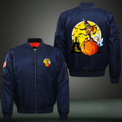Halloween Night Print Thicken Long Sleeve Bomber Jacket
