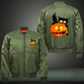 Halloween Scary Pumpkin Print Thicken Long Sleeve Bomber Jacket