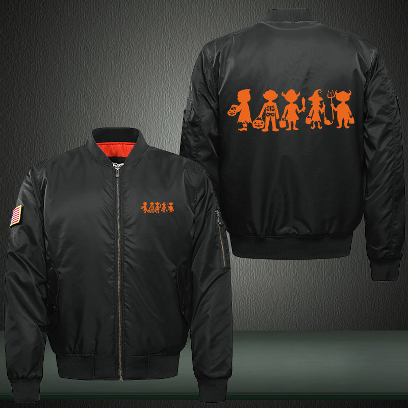 Halloween Devil Print Thicken Long Sleeve Bomber Jacket