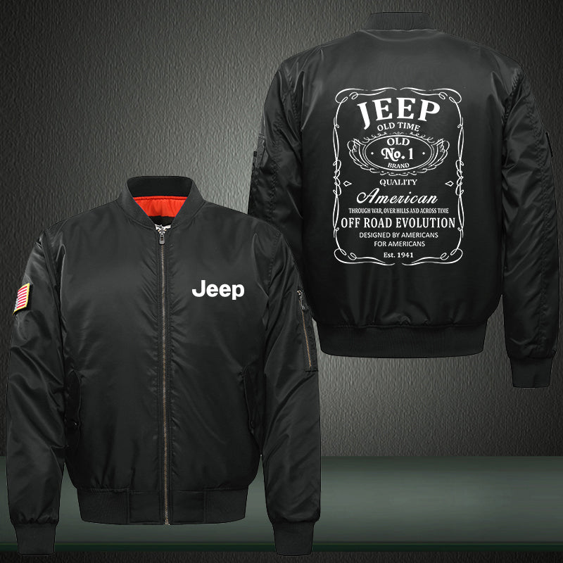 Jeep Old Time Print Thicken Long Sleeve Bomber Jacket