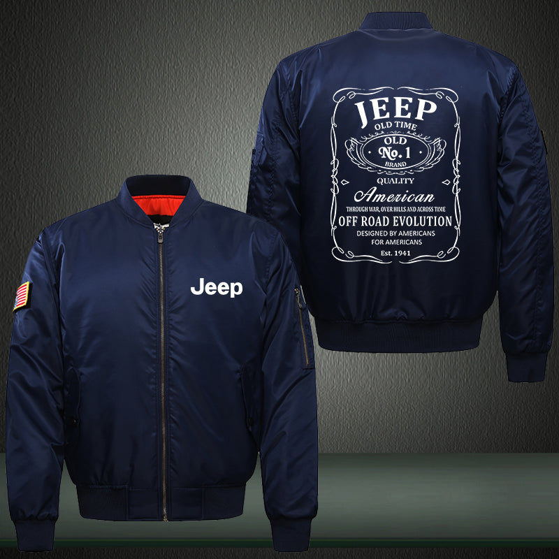 Jeep Old Time Print Thicken Long Sleeve Bomber Jacket