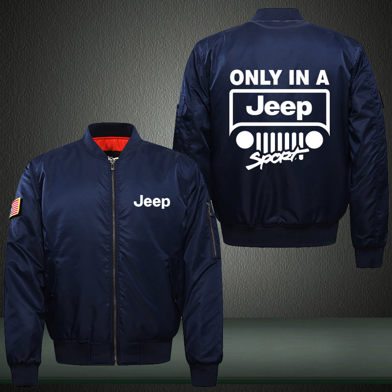Only in a Jeep Print Thicken Long Sleeve Bomber Jacket