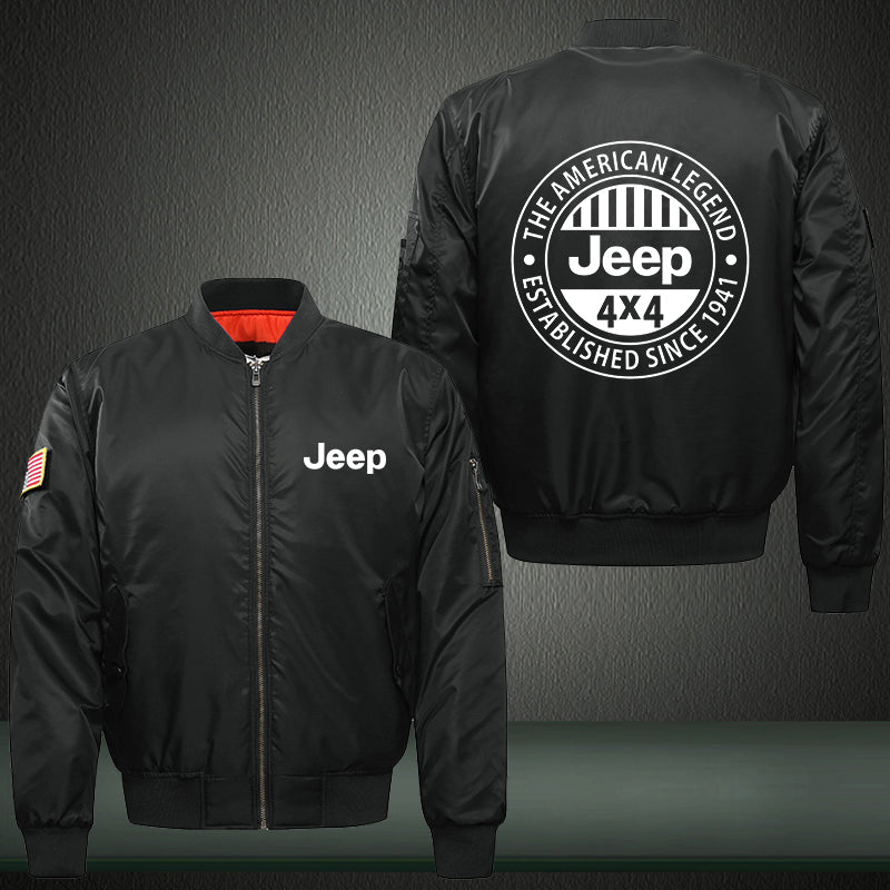 The American Legend Jeep Print Thicken Long Sleeve Bomber Jacket