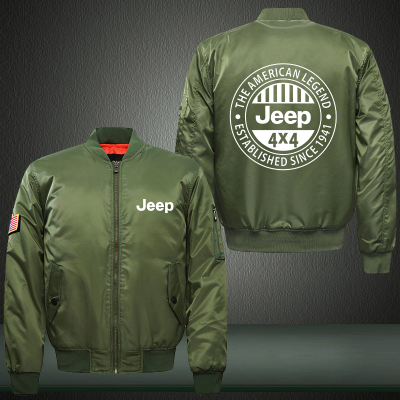 The American Legend Jeep Print Thicken Long Sleeve Bomber Jacket