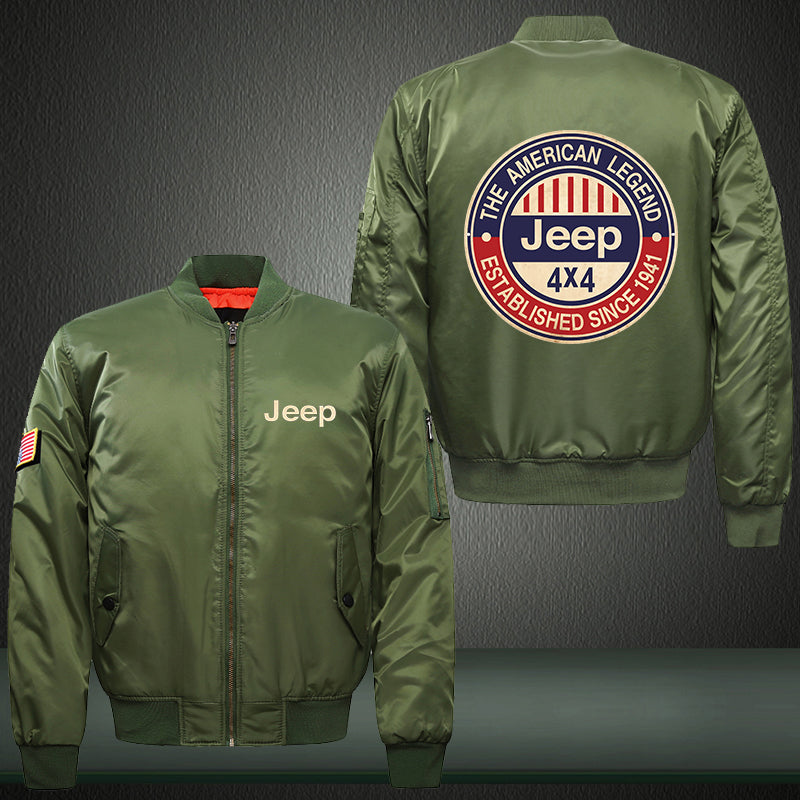 The American Legend Jeep 4x4 Print Thicken Long Sleeve Bomber Jacket