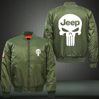 Jeep Skull Print Thicken Long Sleeve Bomber Jacket
