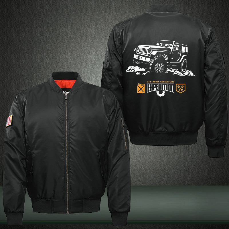 Off Road Adventure Expedition Print Thicken Long Sleeve Bomber Jacket