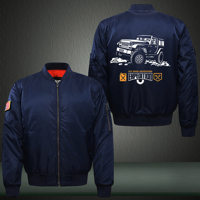 Off Road Adventure Expedition Print Thicken Long Sleeve Bomber Jacket