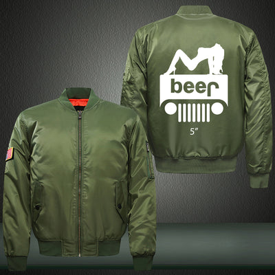 Girl Jeep Beer Print Thicken Long Sleeve Bomber Jacket