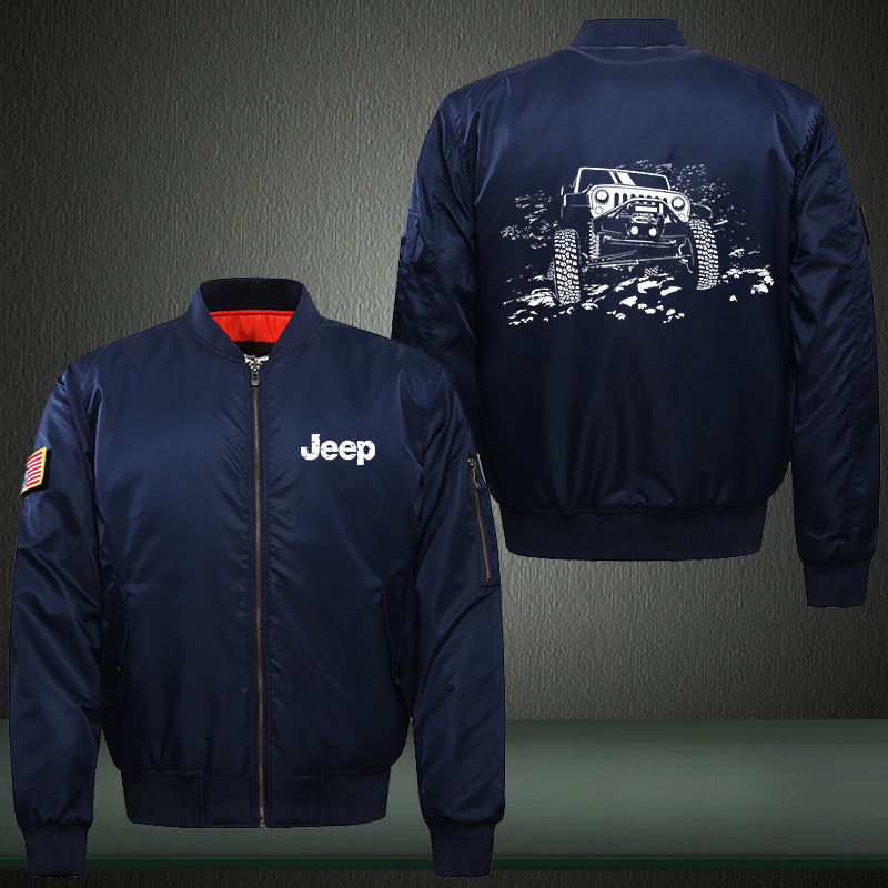Jeep Run Print Thicken Long Sleeve Bomber Jacket
