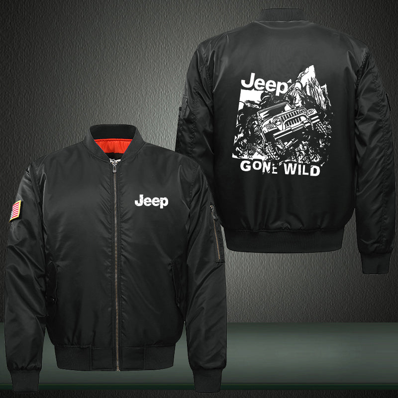 Jeep Gone Wild Print Thicken Long Sleeve Bomber Jacket
