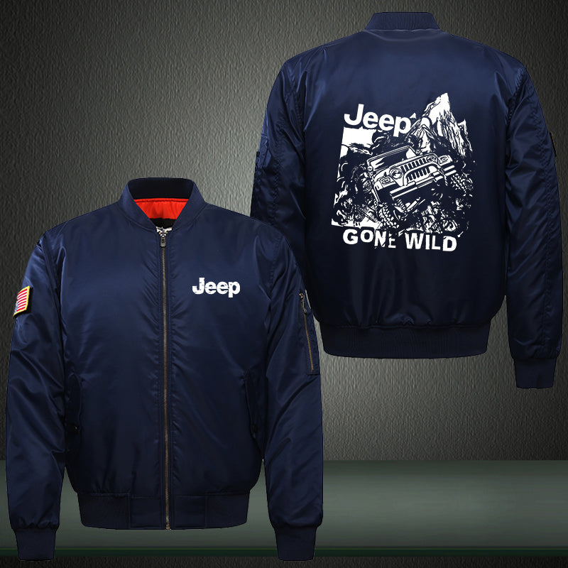 Jeep Gone Wild Print Thicken Long Sleeve Bomber Jacket