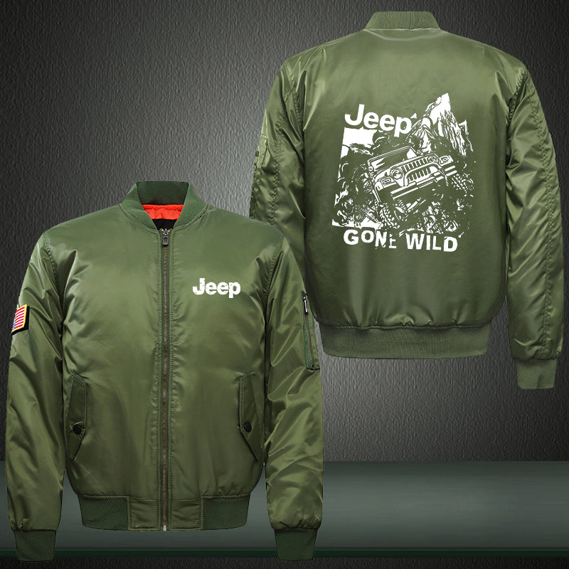 Jeep Gone Wild Print Thicken Long Sleeve Bomber Jacket