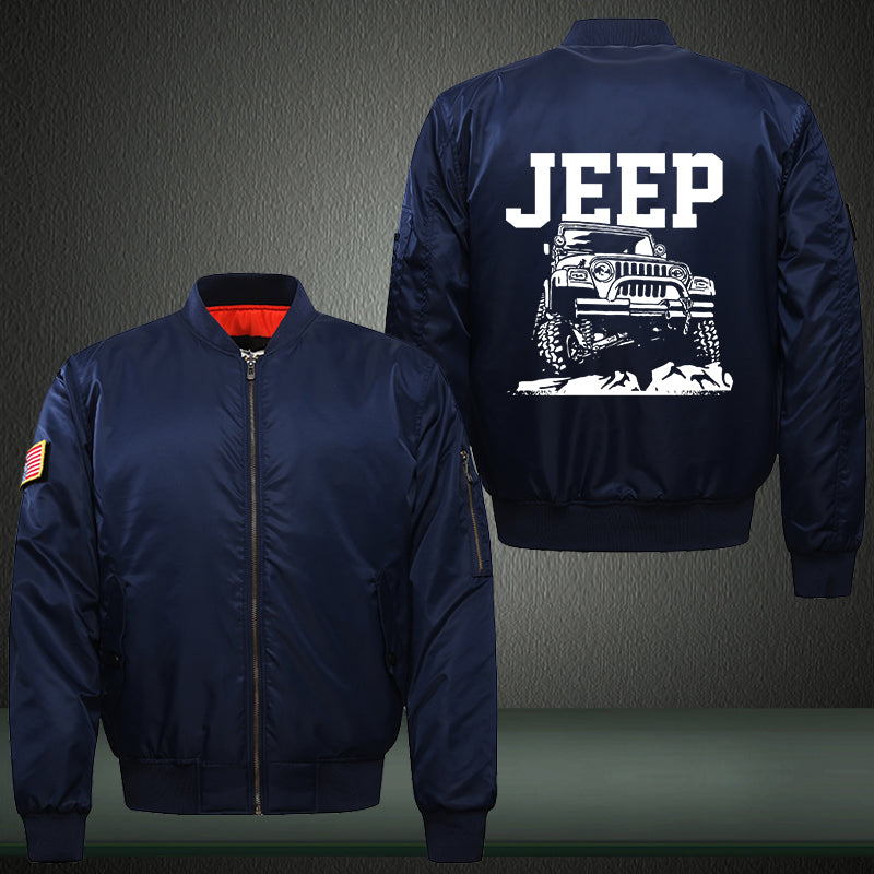 Jeep Mountain Print Thicken Long Sleeve Bomber Jacket