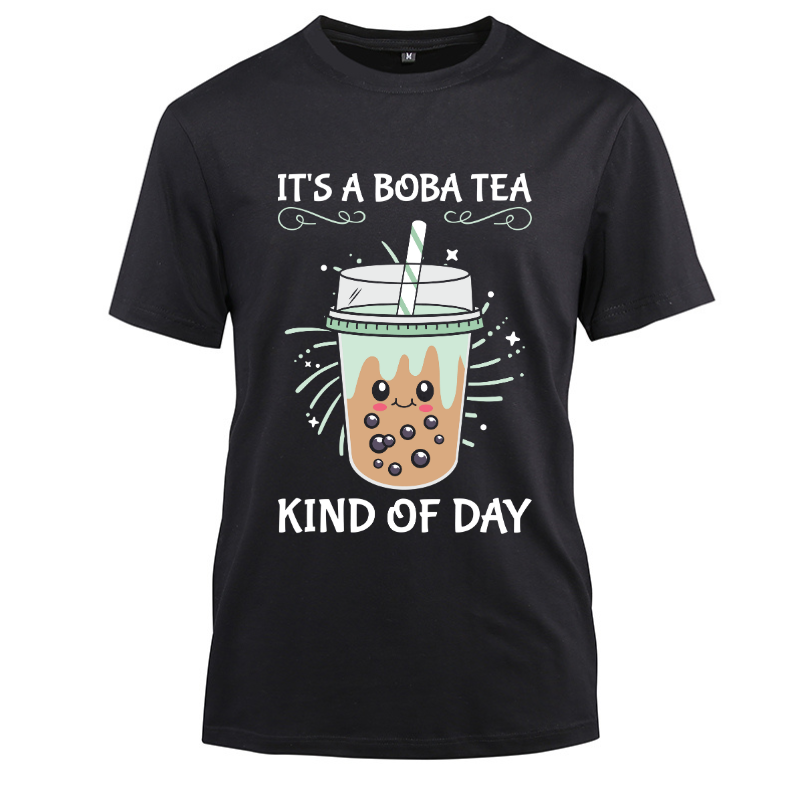 Boba Tapioca Pearls Tea Cotton Black Short Sleeve T-Shirt
