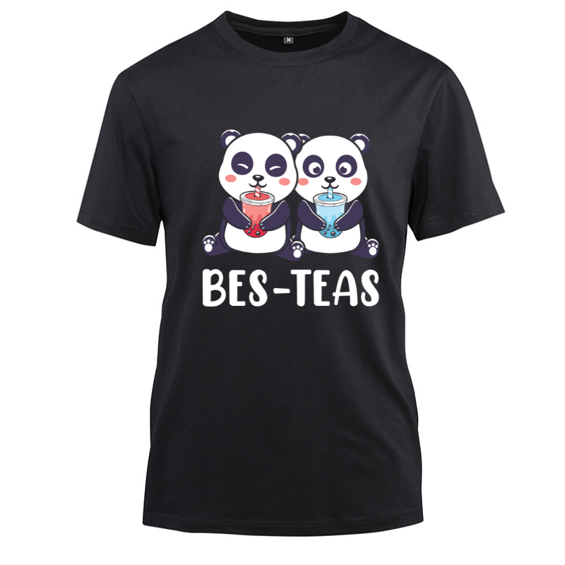 Boba Gift Bes Teas Kawaii Panda Boba Tea Cotton Black Short Sleeve T-Shirt