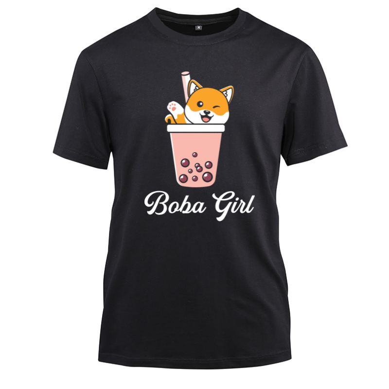 Boba Girl I love Boba milk Tea Cotton Black Short Sleeve T-Shirt