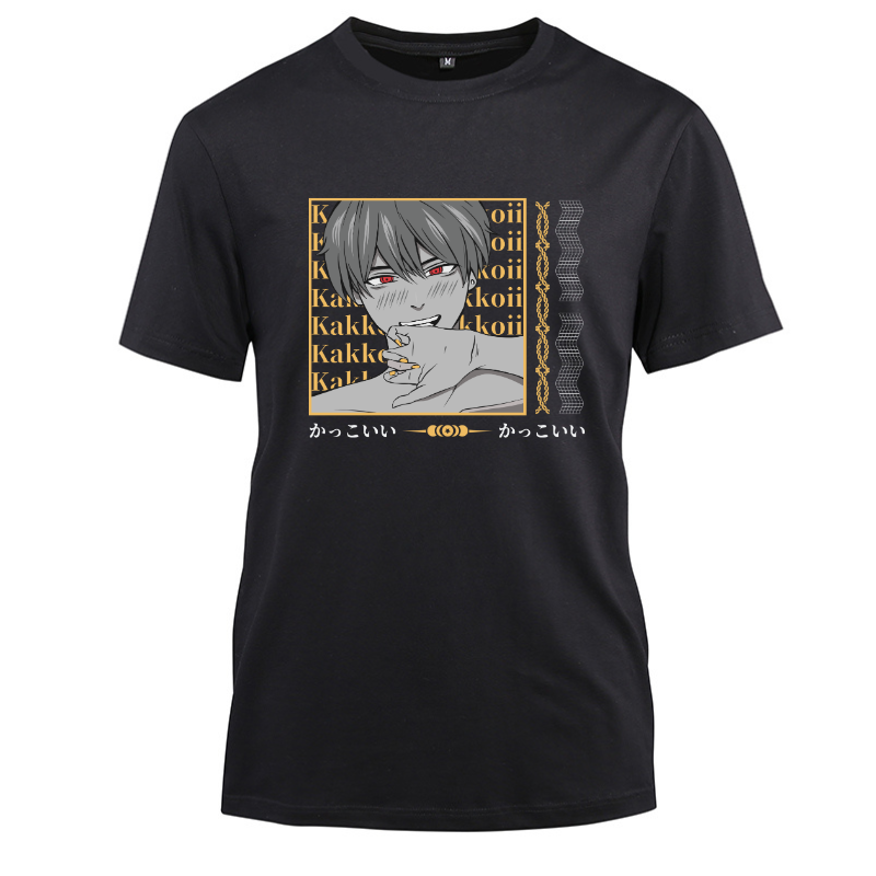 Anime Japanese Streetwear Kakkoii Cotton Black Short Sleeve T-Shirt