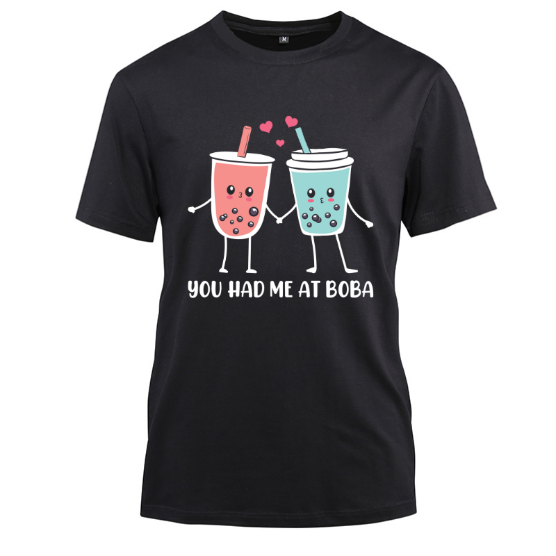 You Had Me At Boba Tea Tapioca Japanese Cotton Black Short Sleeve T-Shirt