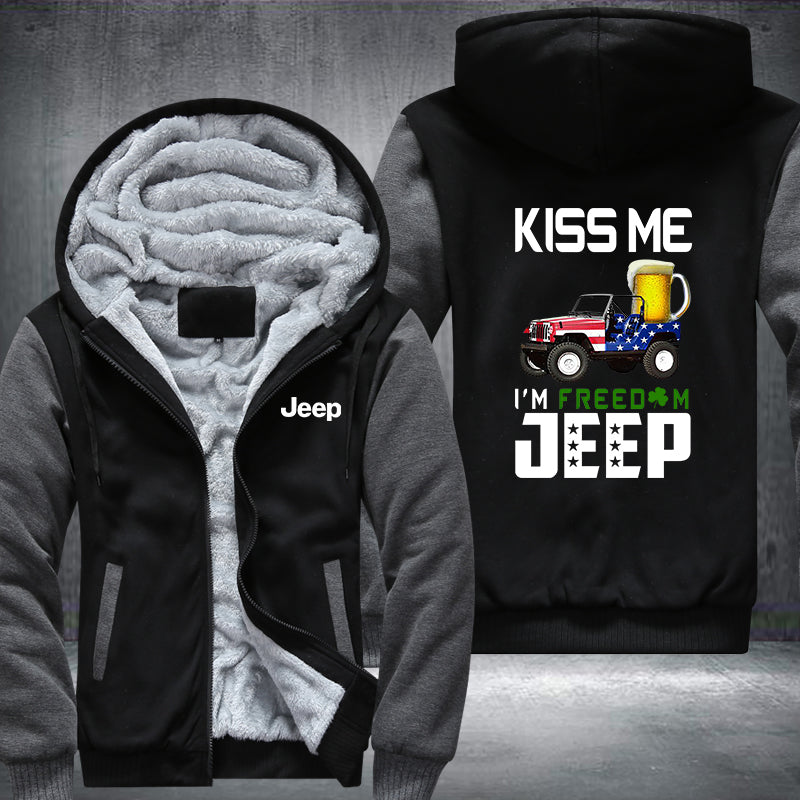 Kiss me I'm freedom JEEP Fleece Hoodies Jacket