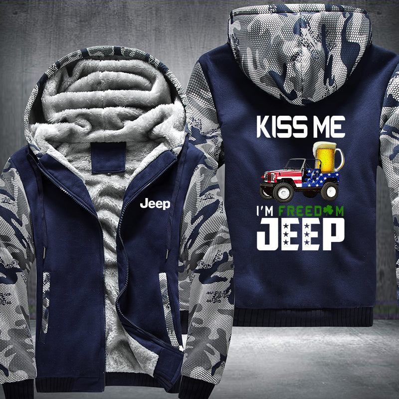 Kiss me I'm freedom JEEP Fleece Hoodies Jacket