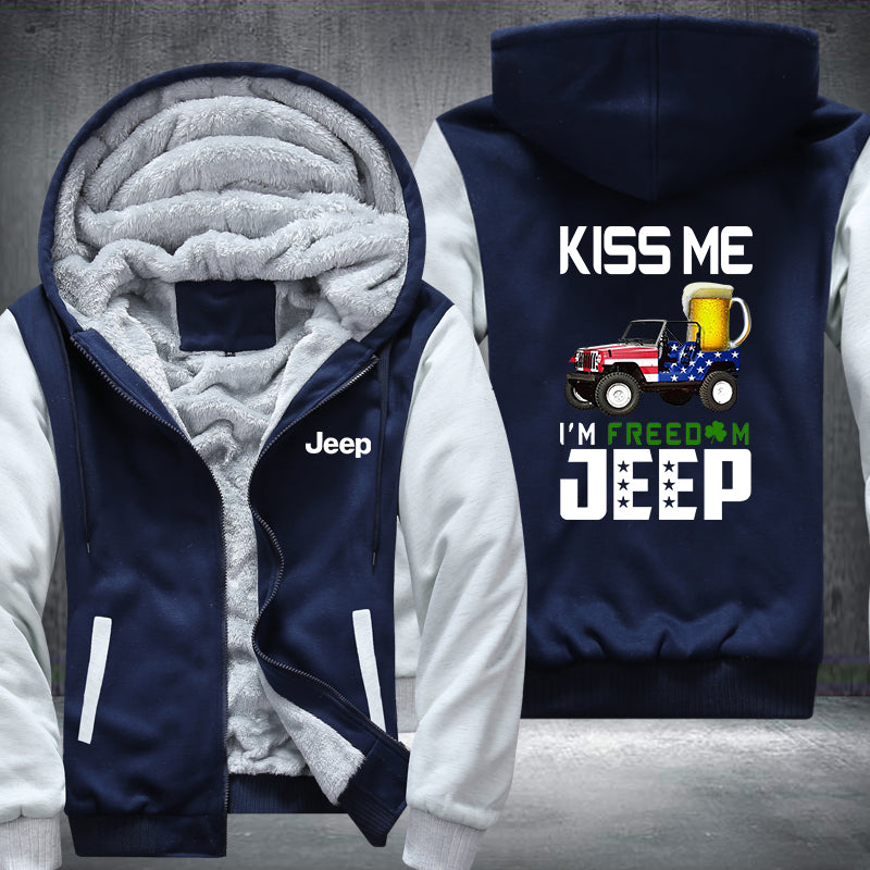 Kiss me I'm freedom JEEP Fleece Hoodies Jacket
