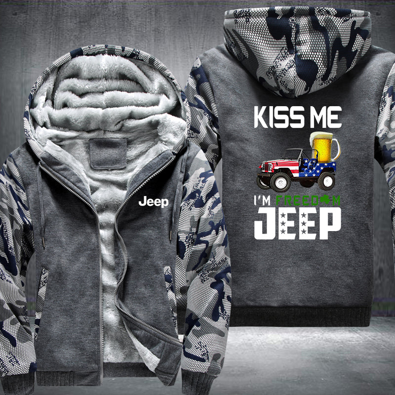 Kiss me I'm freedom JEEP Fleece Hoodies Jacket