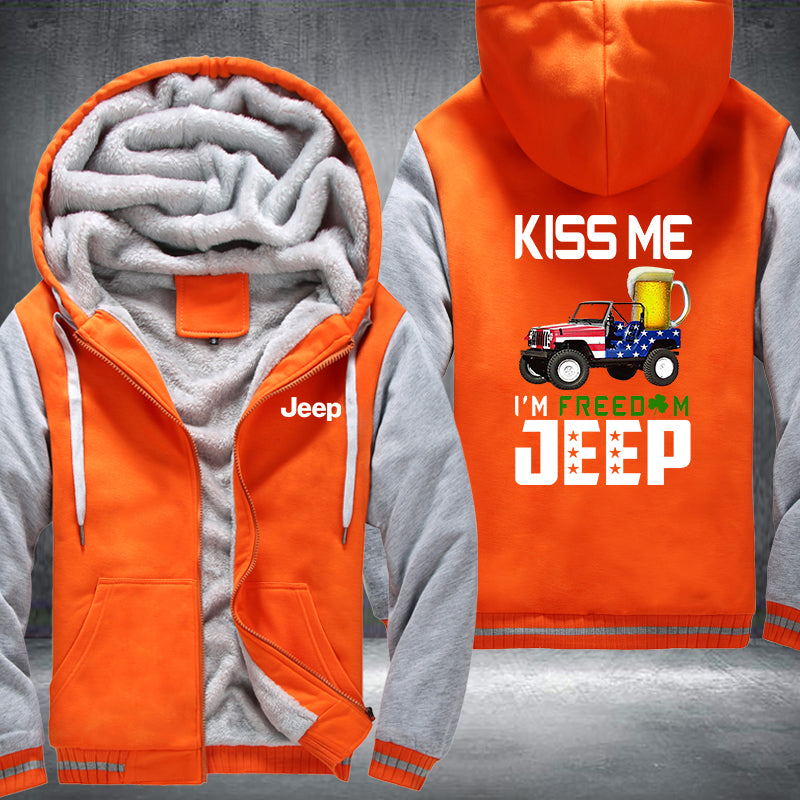 Kiss me I'm freedom JEEP Fleece Hoodies Jacket