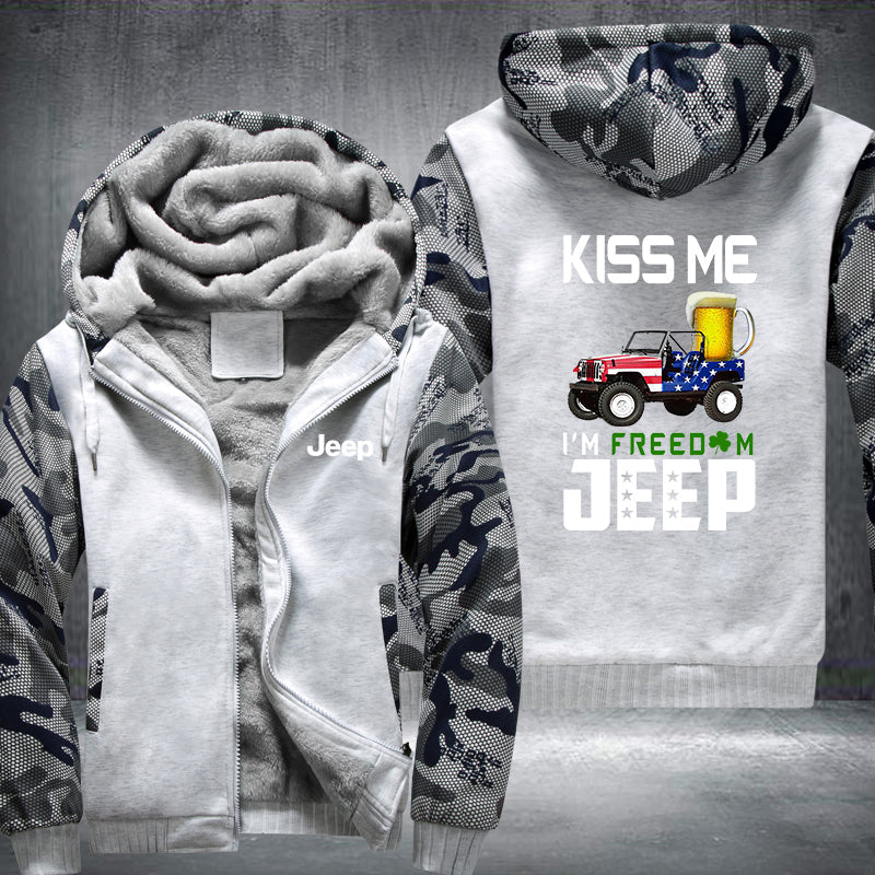 Kiss me I'm freedom JEEP Fleece Hoodies Jacket