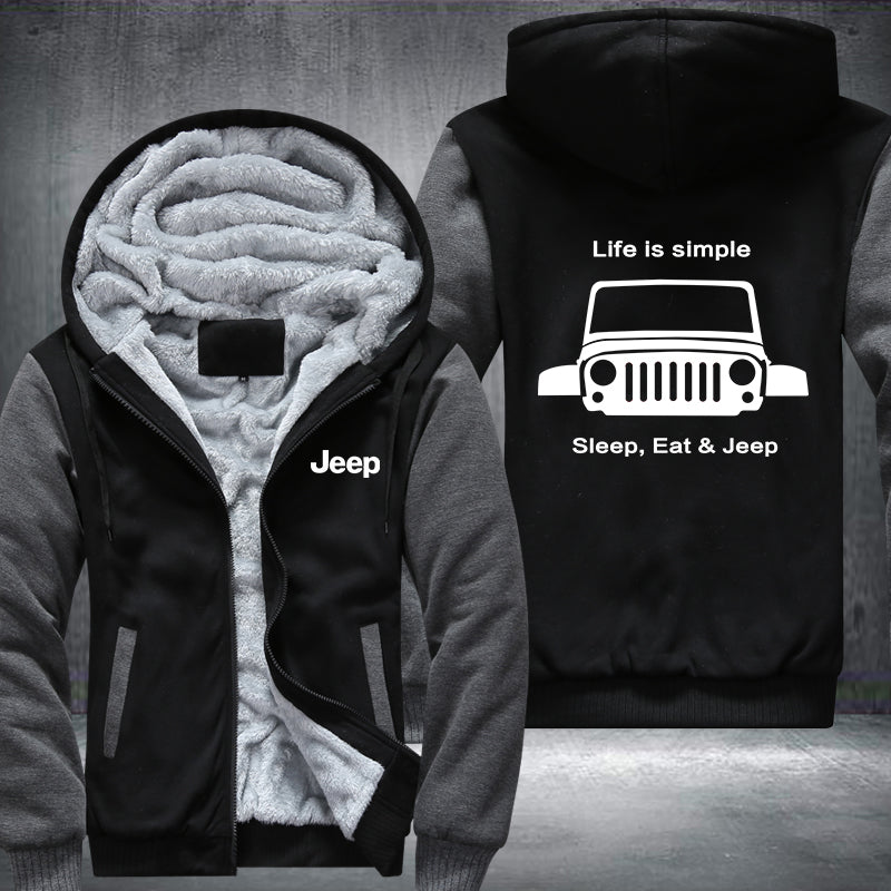 Life is simple sleep eat and Jeep Fleece Hoodies Jacket