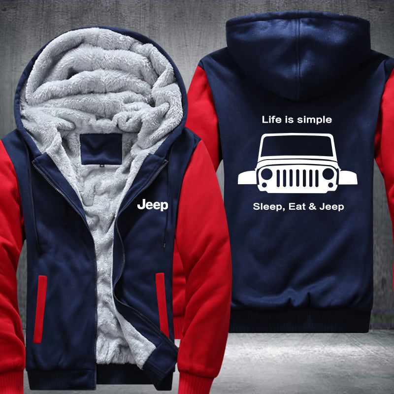 Life is simple sleep eat and Jeep Fleece Hoodies Jacket