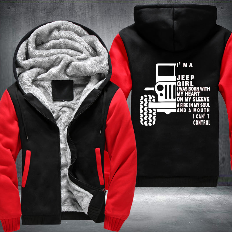 I'm a jeep girl I was born with my heart Fleece Hoodies Jacket