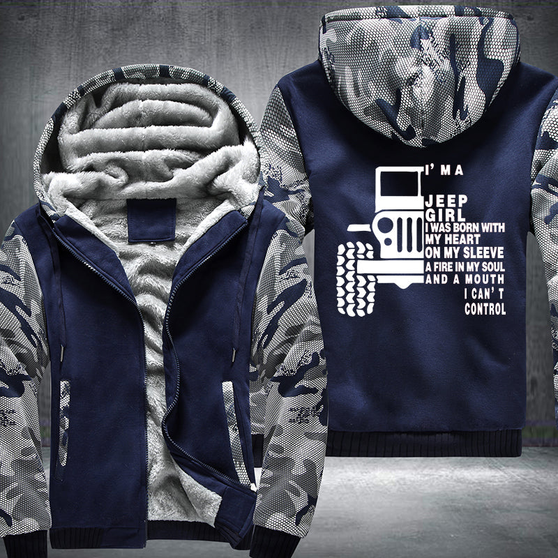 I'm a jeep girl I was born with my heart Fleece Hoodies Jacket