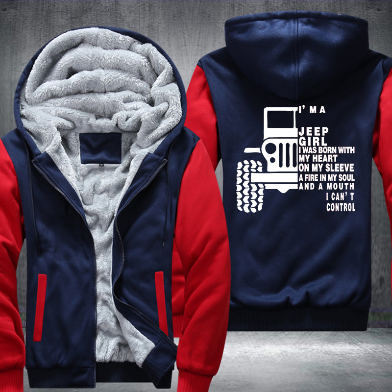 I'm a jeep girl I was born with my heart Fleece Hoodies Jacket