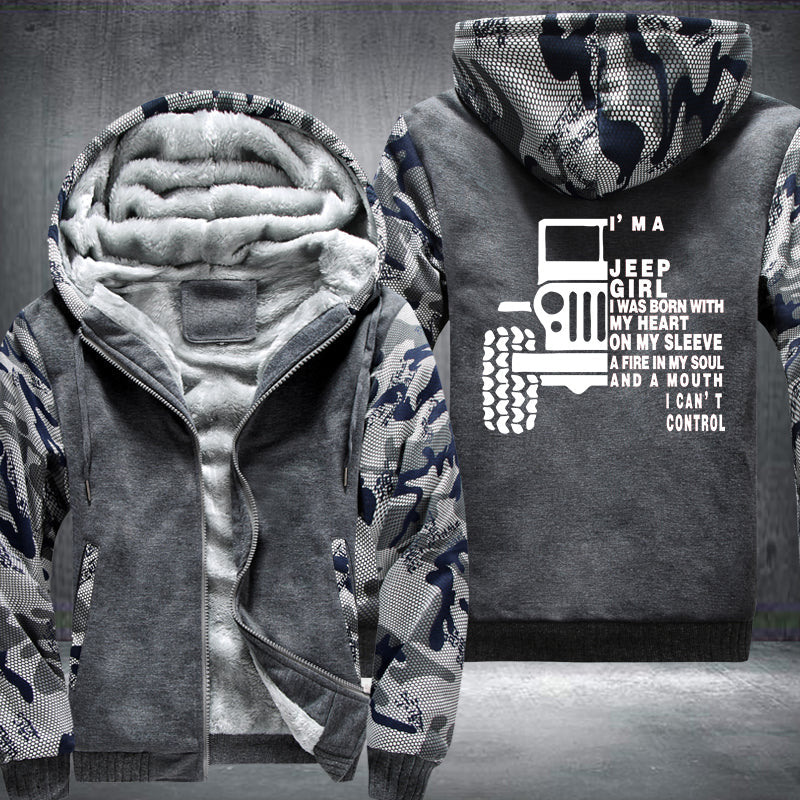 I'm a jeep girl I was born with my heart Fleece Hoodies Jacket