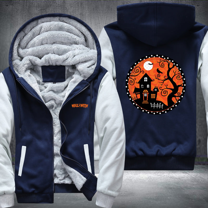 Halloween scary house Fleece Hoodies Jacket