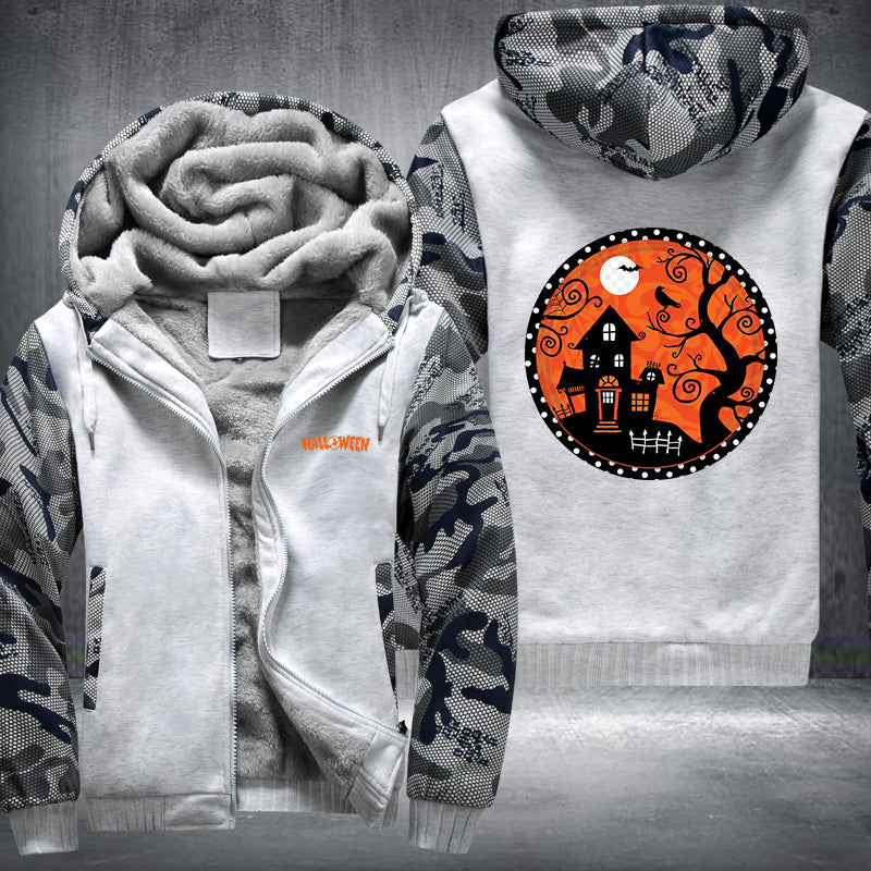 Halloween scary house Fleece Hoodies Jacket