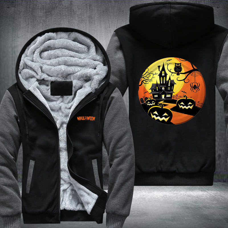 Halloween house Fleece Hoodies Jacket
