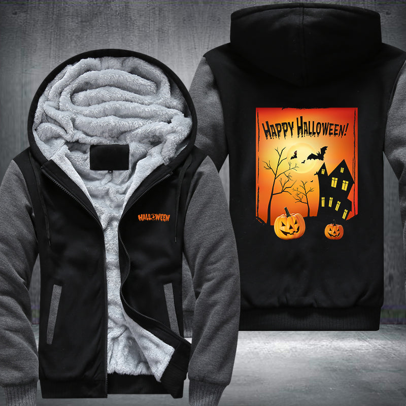 Halloween Pumpkin House Fleece Hoodies Jacket